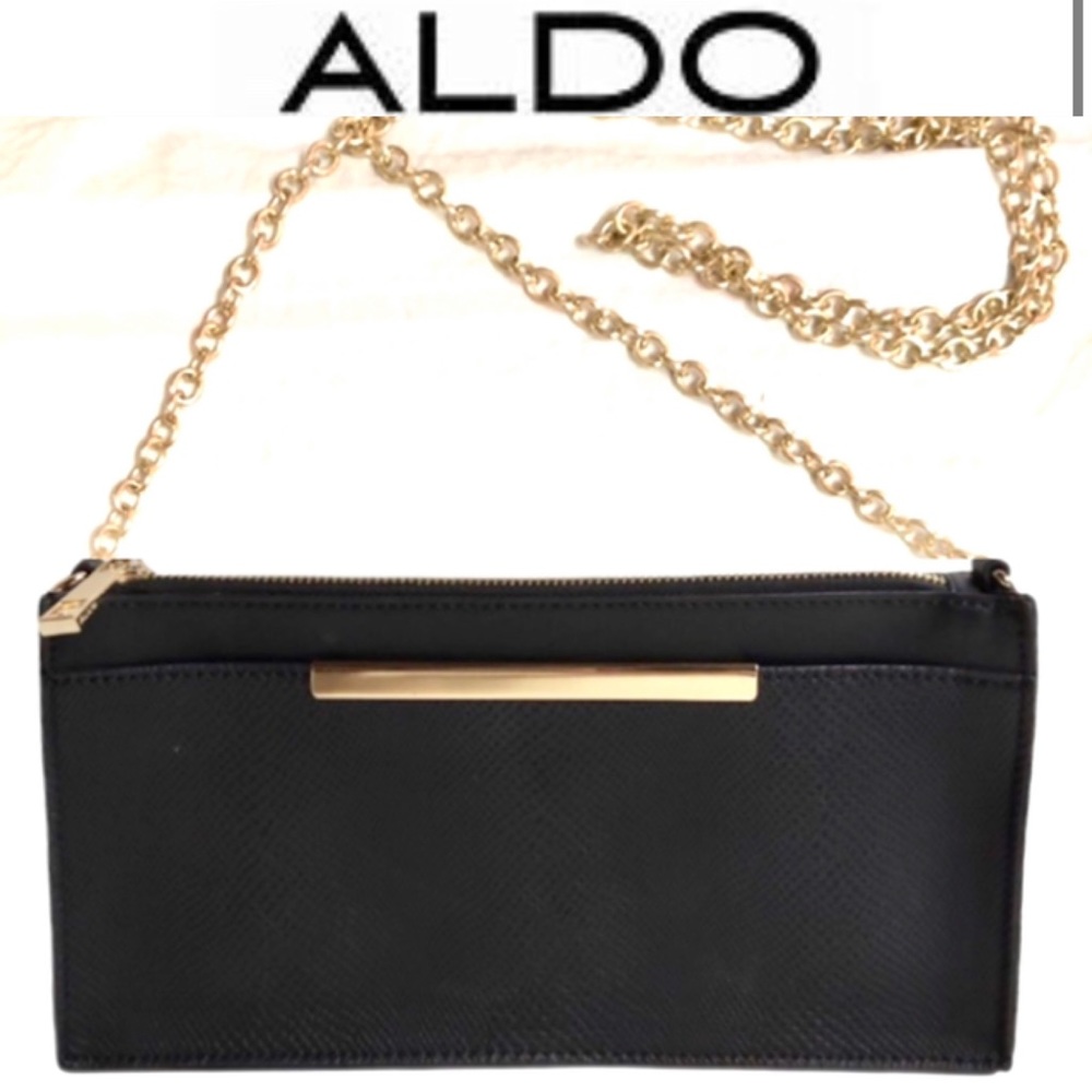 Aldo Black Rectangular Clutch/Crossbody With Deta… - image 1